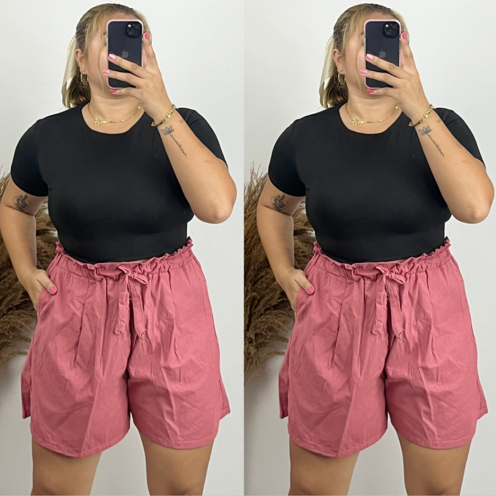 PLUS SIZE PAPER BAG SHORTS OVERSIZED NEW ITEMS GARTERIZED WAIST 32