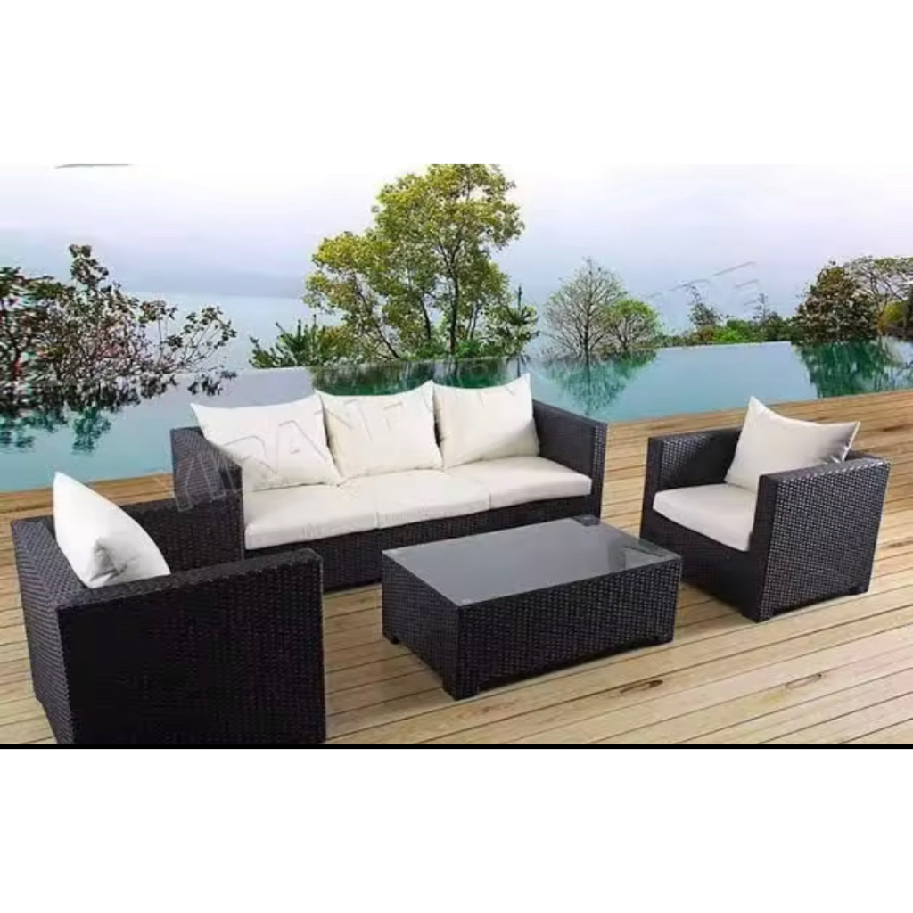 New Plastic rattan sofa set with center table Shopee Philippines
