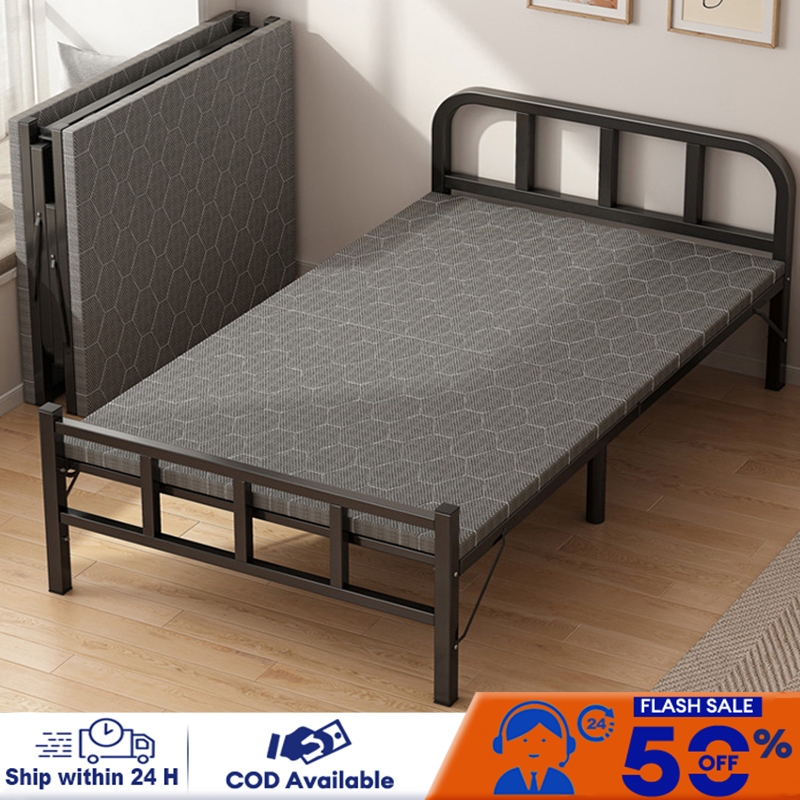 Metal Folding Bed Heavy Duty 75/100/120CM Bed Frame Single Portable 8