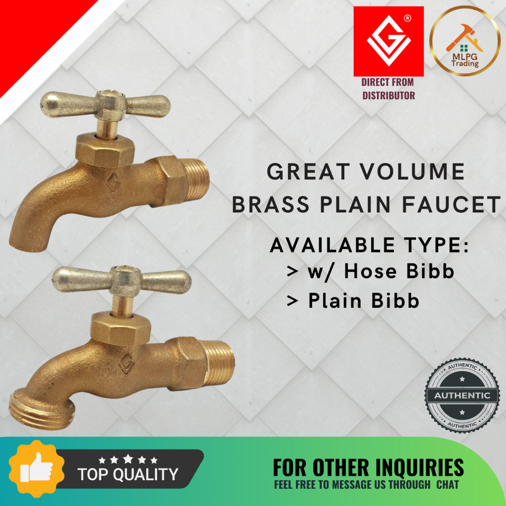 Great Volume "GV" Brass Plain Faucet ( 1/2") Plain Bibb / with Hose