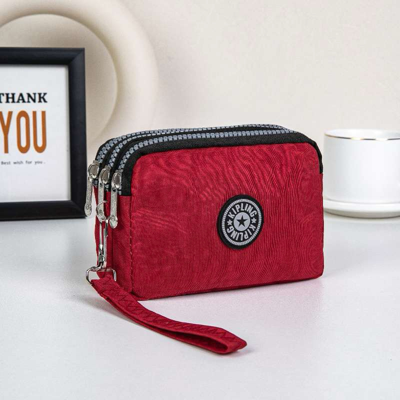 JYS Fashion Korean Pouch Wallet for Women 3 Zipper Nylon Zip Wallet