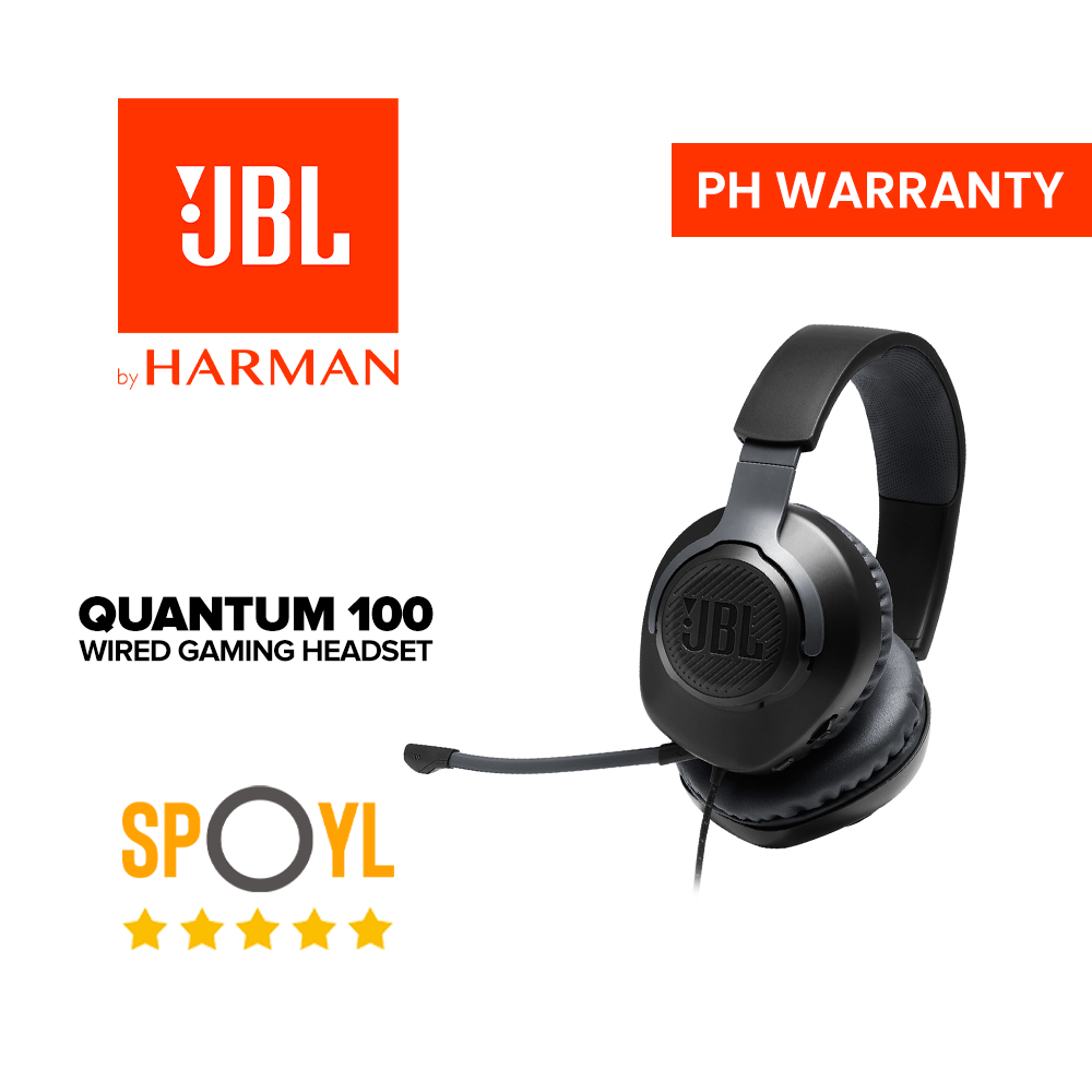 JBL Quantum 100 Wired Gaming Headset with a Detachable Mic OvertheEar