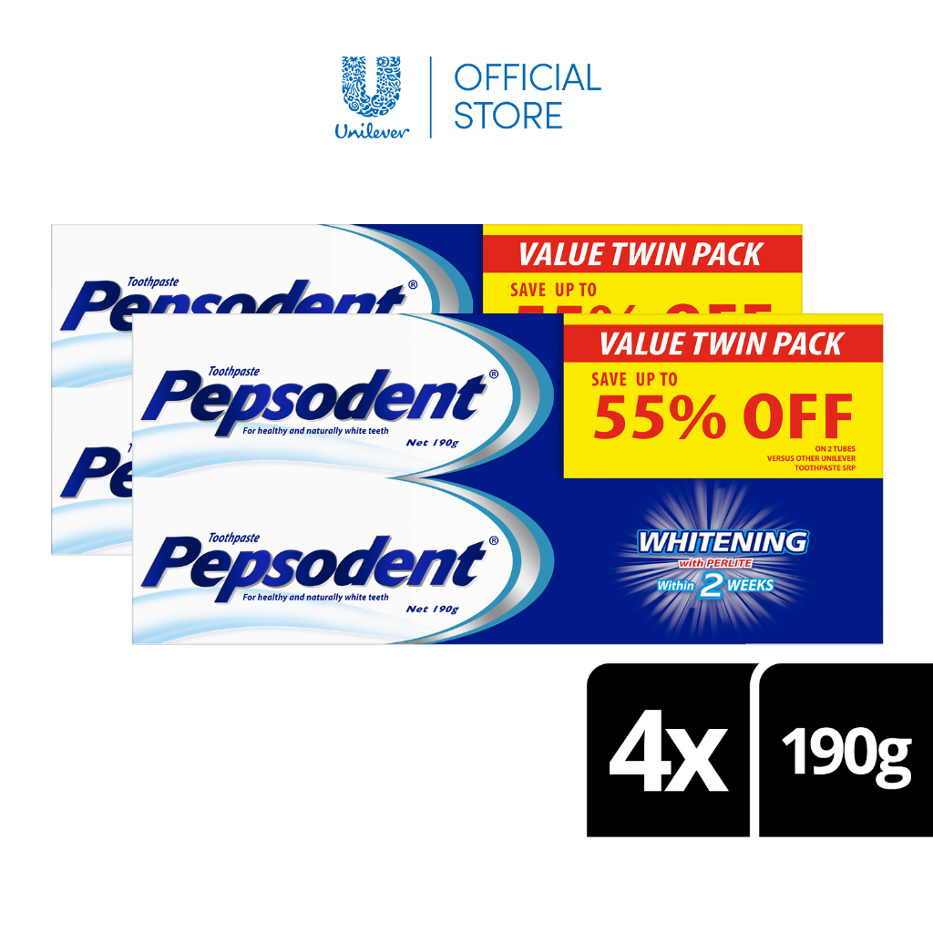 Pepsodent Toothpaste Whitening 190g Bundle of 4 Shopee Philippines