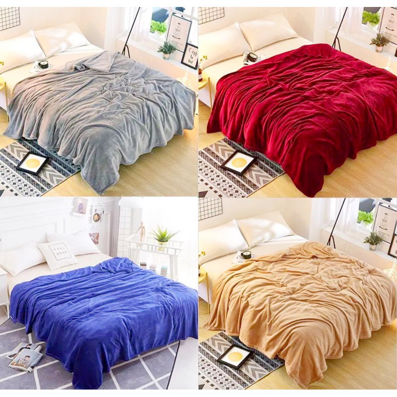 CC Plain Microfiber Coral Fleece Soft Blanket Double Size Aircon Kumot