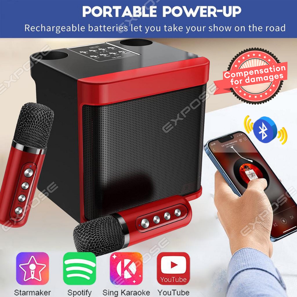 Karaoke bluetooth speaker with microphone wireless microphone speaker