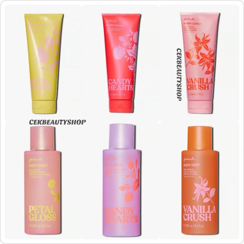 VICTORIAS SECRET SPRING SCENTS PINK BODY MIST CANDY HEARTS/ VANILLA