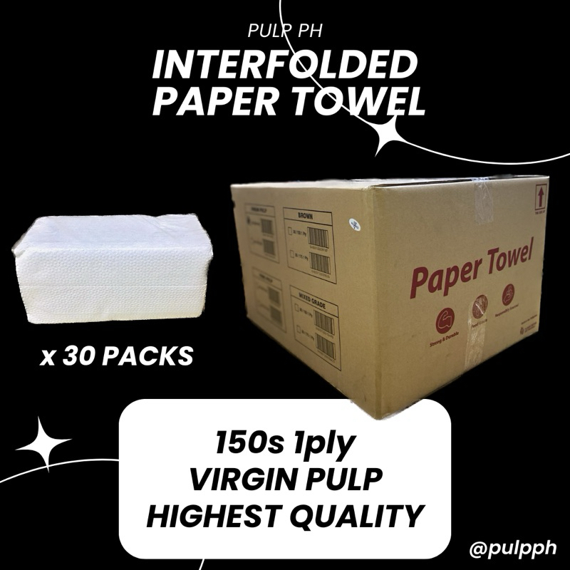 INTERFOLDED PAPER TOWEL — VIRGIN PULP 1 BOX (30 PACKS) Shopee Philippines