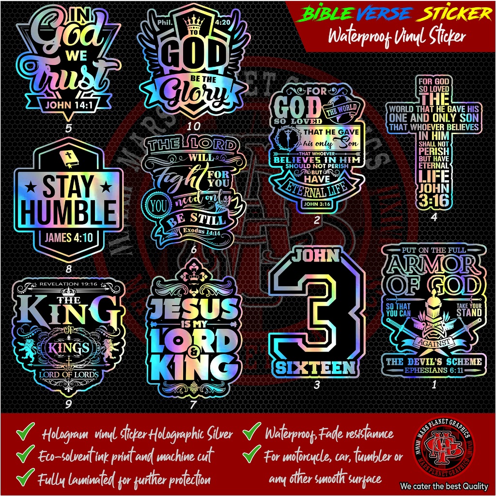 BIBLE VERSE RELIGIOUS CHRISTIAN STICKER DECAL Waterproof Laminated