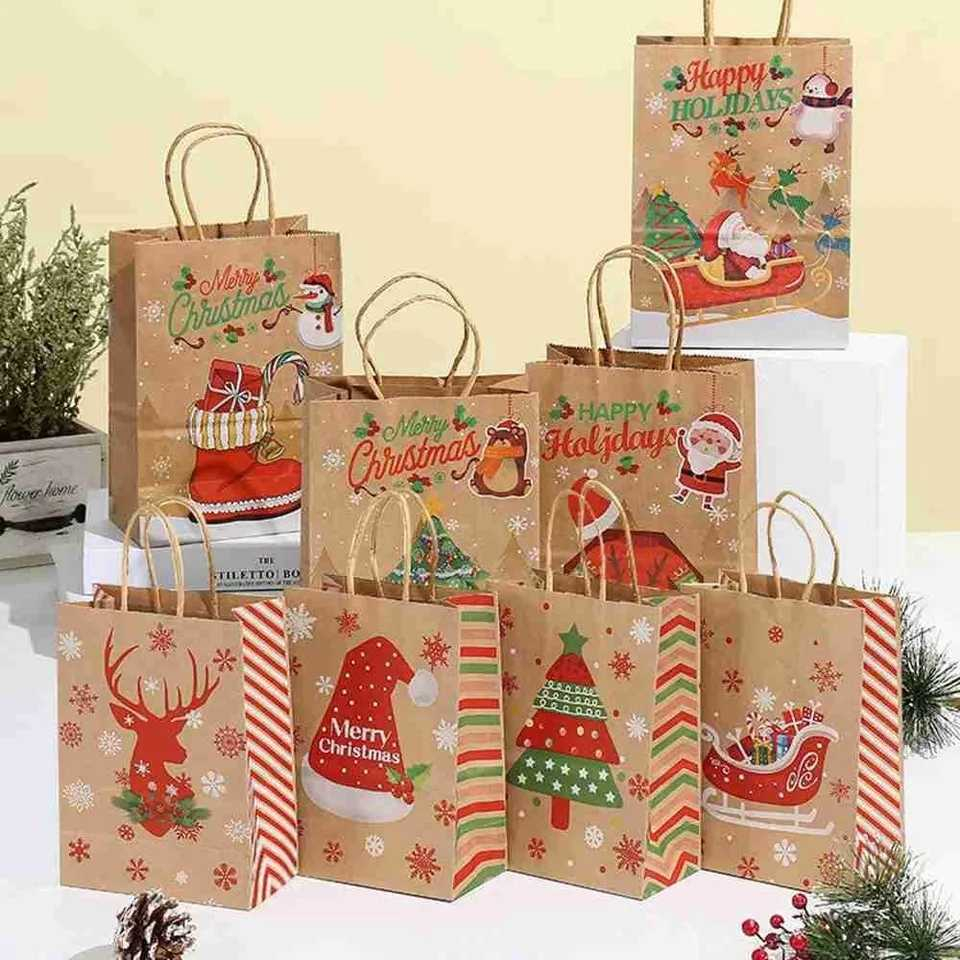 CXL Kraft Paper Bag Plain Rope Handle Gift Bag Christmas Present