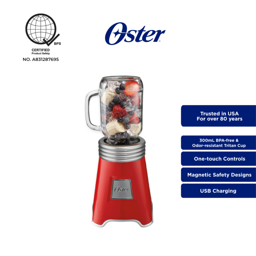Oster Ball® Mason Jar Blender with 2 600mL Mason Jars Red Shopee