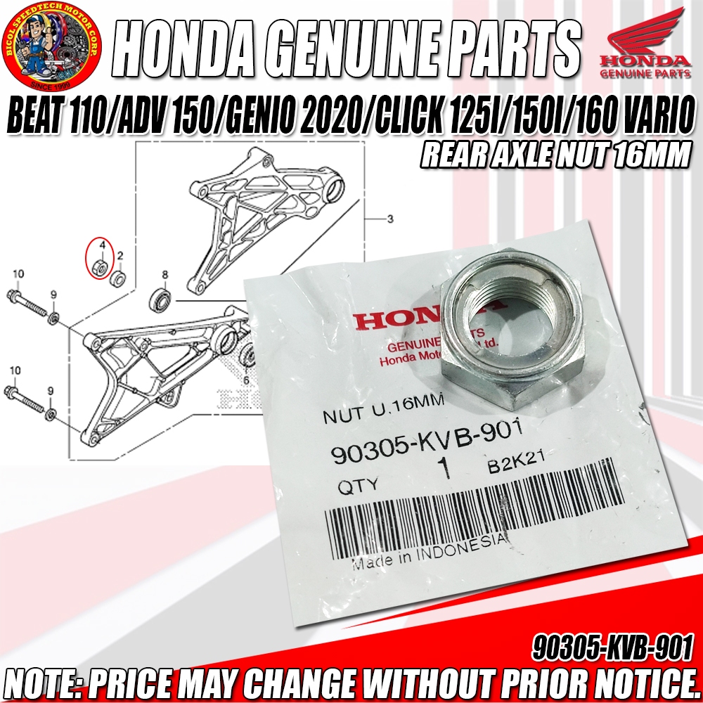 BEAT 110/ADV 150/GENIO 2020/CLICK 125I/150I/160 VARIO REAR AXLE NUT