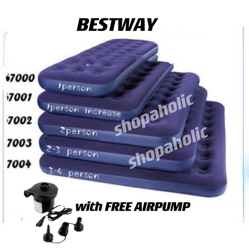 5 Sizes Bestway Inflatable Air Bed Airbed w/ Electric Airpump Single