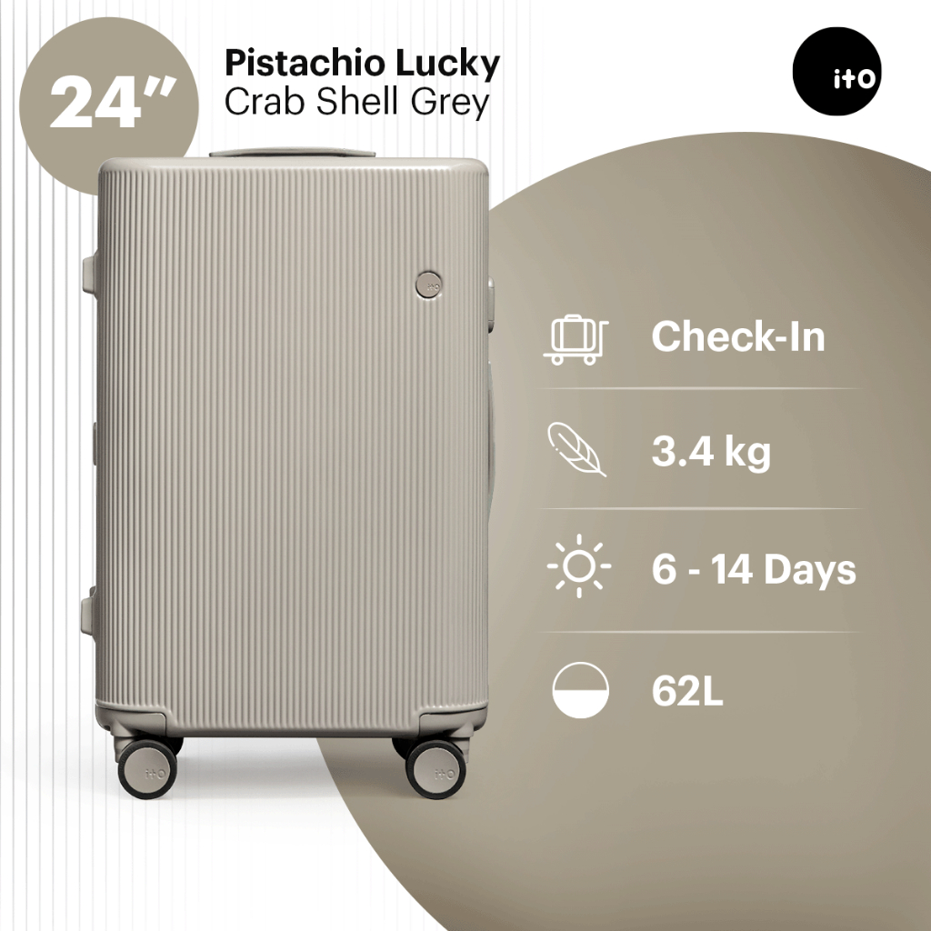 ITO Pistachio Lucky Case 24inch Lightweight CheckIn Luggage Crab Shell Grey Shopee Philippines
