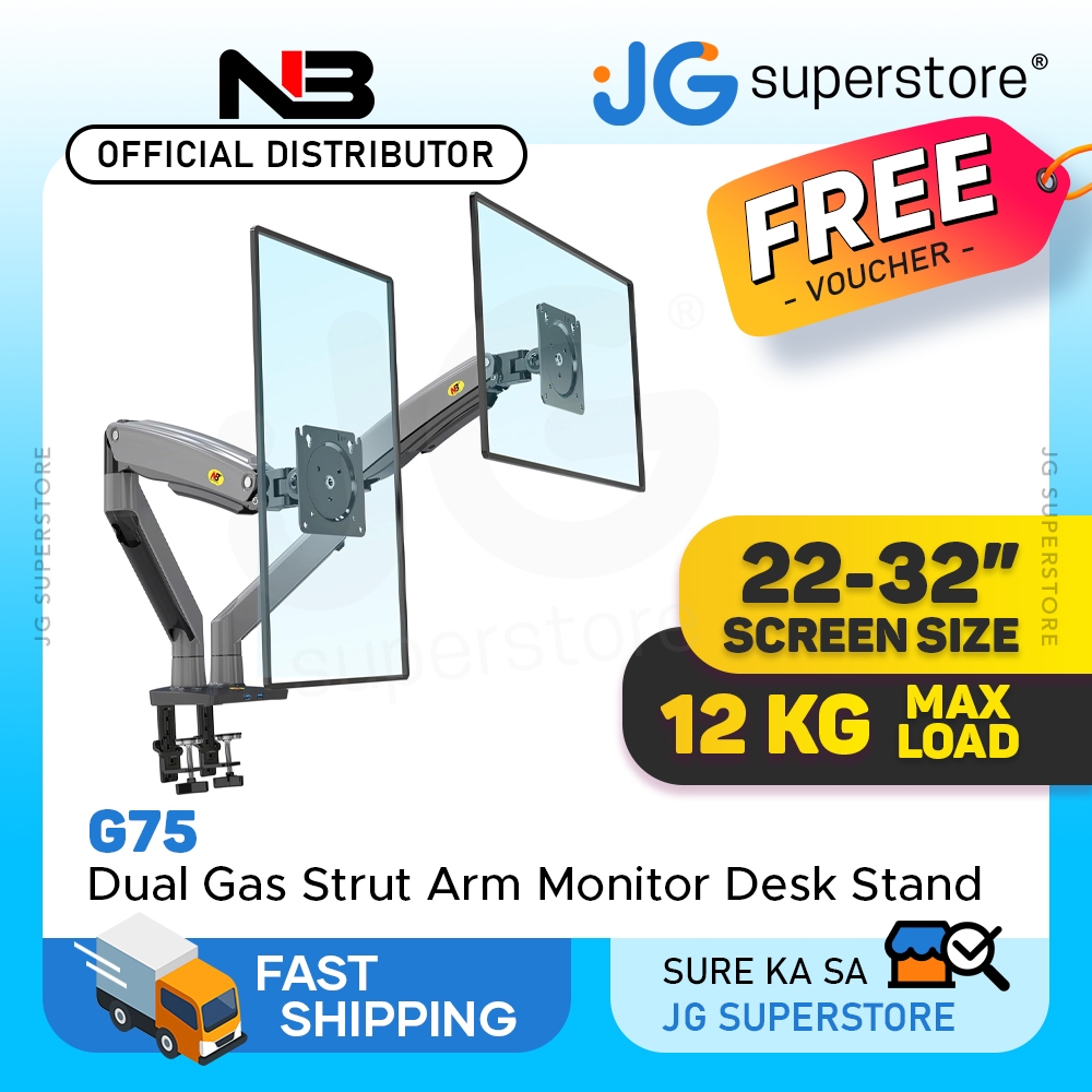 North Bayou NB G75 2232 inch Full Swivel Gas Strut Arm Monitor Desk