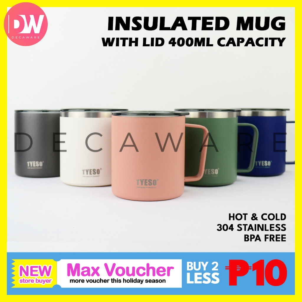 Original Tyeso Vacuum Insulated Thermos flask Mug with Handle and Lid