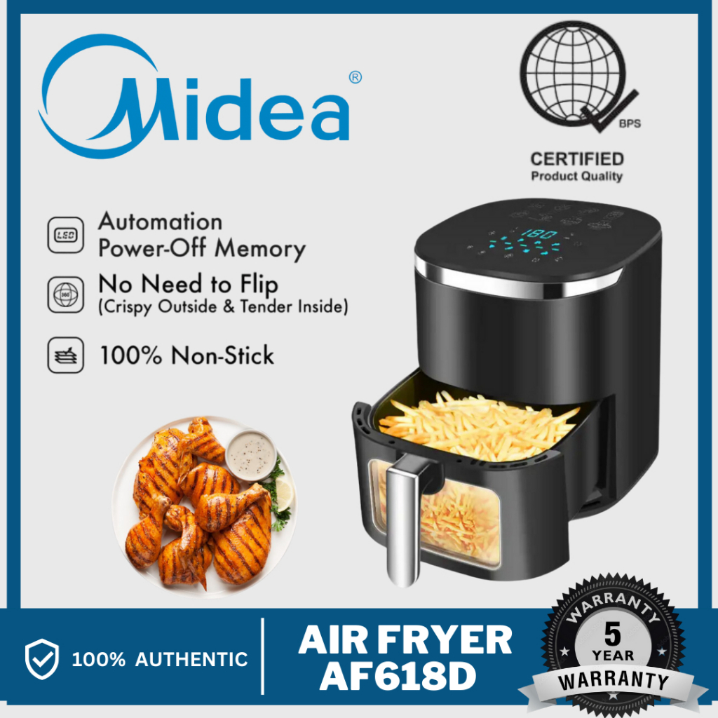MIDEA Air Fryer AF618D 9L Large Capacity Air Fryer Oilfree Nonstick