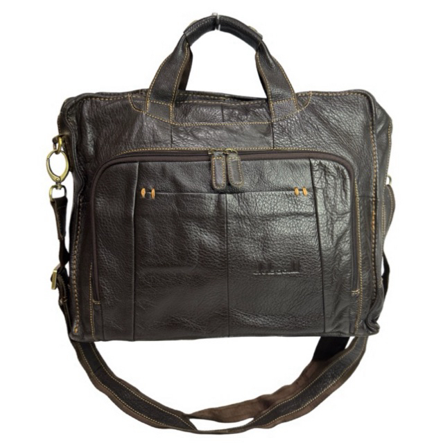 Preloved Dubaoill brown genuine leather document and laptop bag