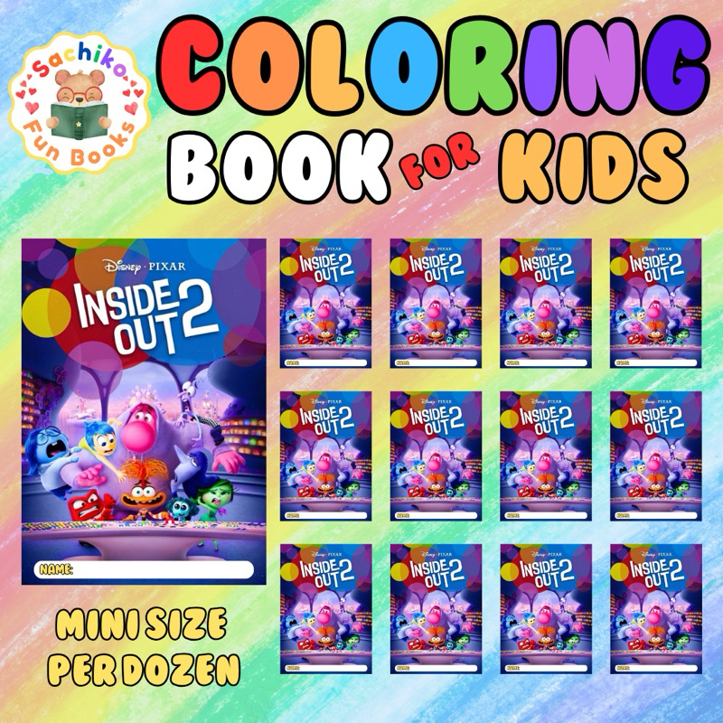 INSIDE OUT DISNEY PIXAR MINI COLORING BOOK PER DOZEN (12PCS) SACHIKO