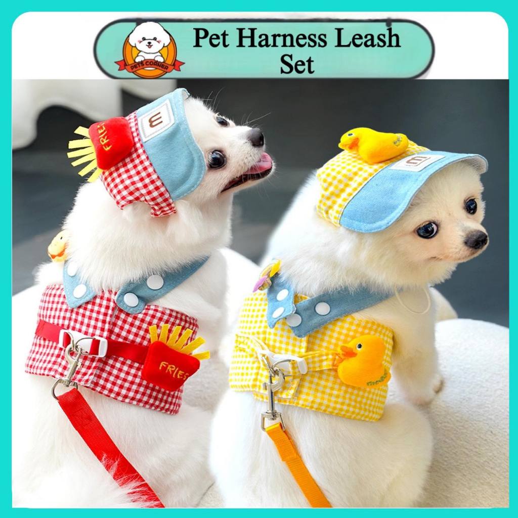 Pet Chest Strap Traction Rope Set Cartoon Duck Fries Dog Traction Cat