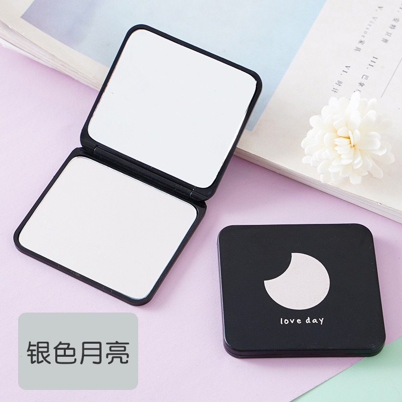 (AMY)Mini Square Makeup Mirror Portable Doublesided Vanity Mirror