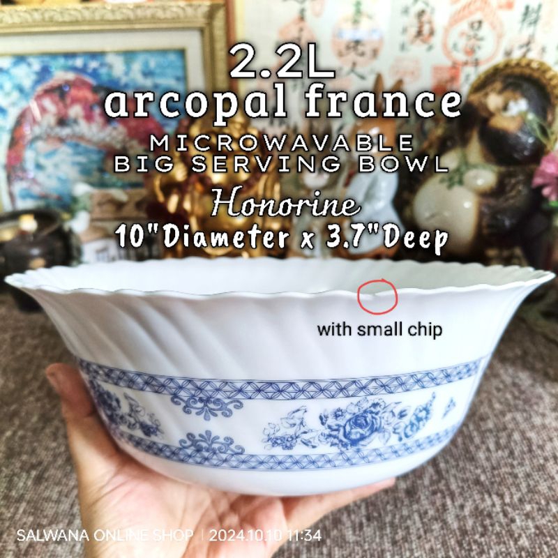 2.2L BIG ARCOPAL FRANCE HONORINE MICROWAVABLE SERVING BOWL • Japan