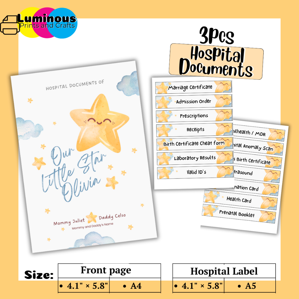 Mommy and Baby Hospital Document Label and Checklist Stickers (Little
