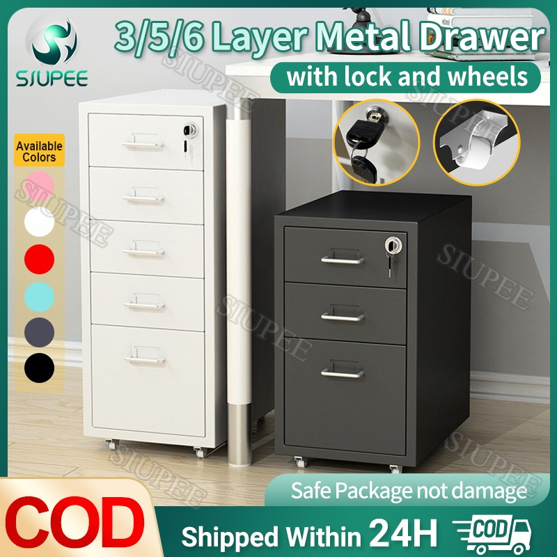 Metal With Lock 3/5/6 Layer Metal Drawer Home Office File