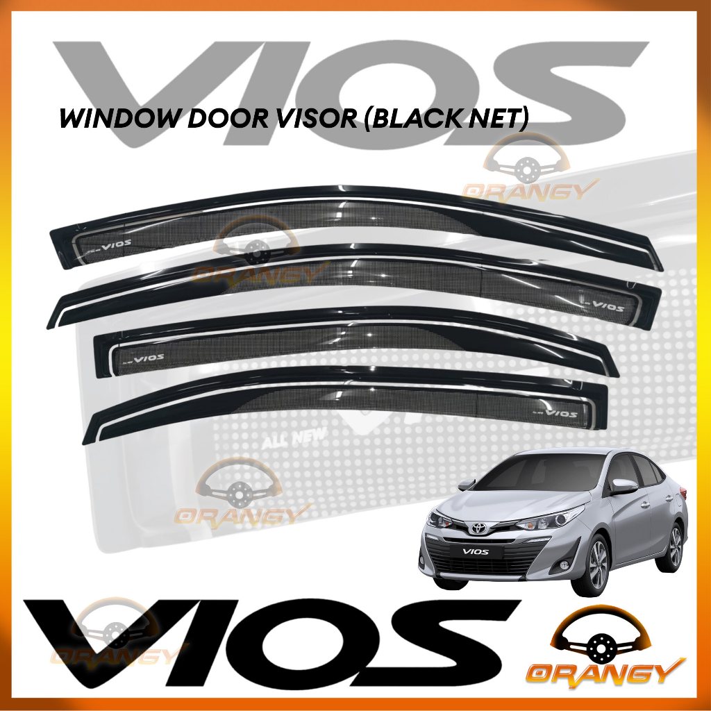 Toyota Vios 2019 to 2025 PRIME OEM Window Door Rain Visor BLACK NET