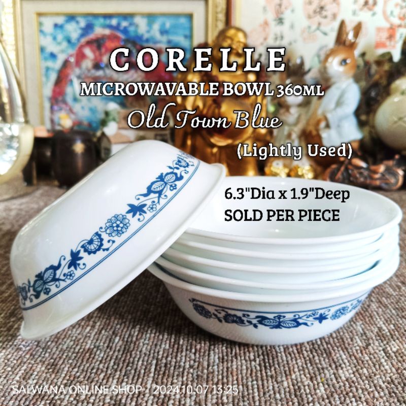 6.3" CORELLE USA OLD TOWN BLUE MICROWAVABLE BOWL • Japan Surplus • SOLD