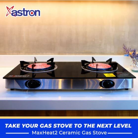 ASTRON MAX HEAT 2 Tempered Glass Top Infrared Double Burner Ceramic Gas