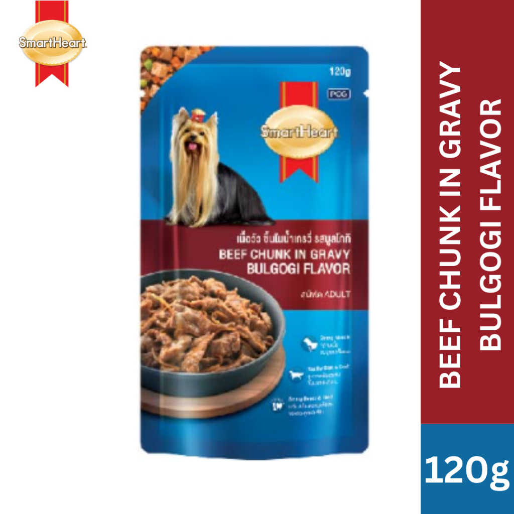 SmartHeart Pouch Adult Dog Food Beef Chunk in Gravy Bulgogi Flavor