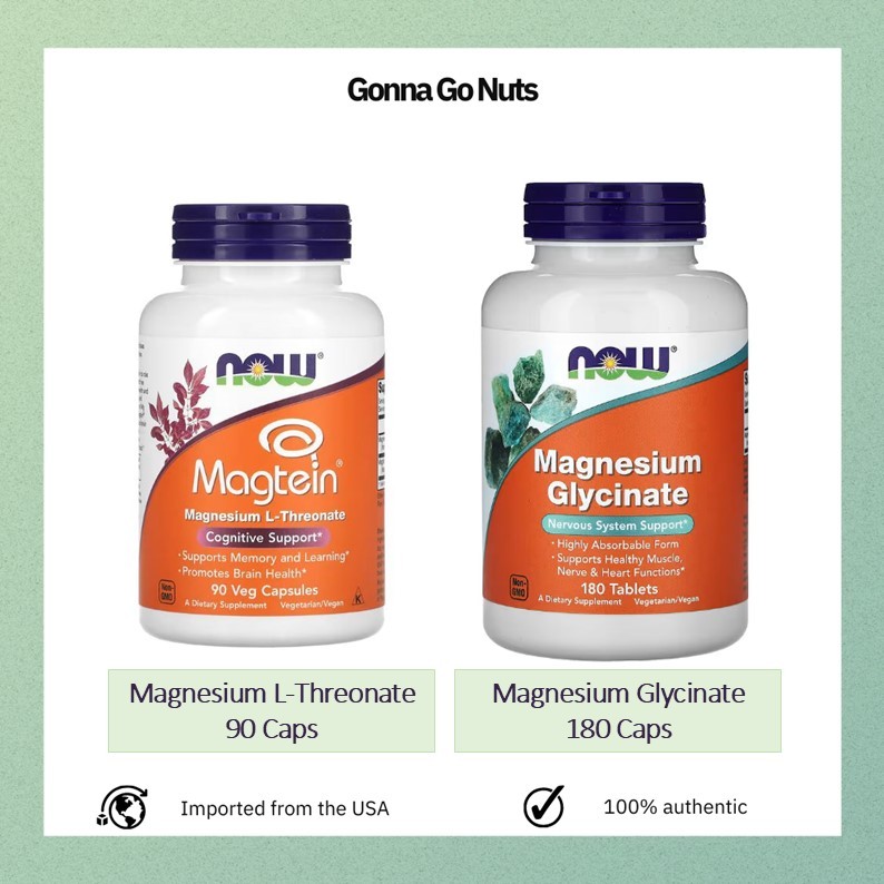 NOW Foods, Magtein, Magnesium LThreonate Magnesium Glycinate