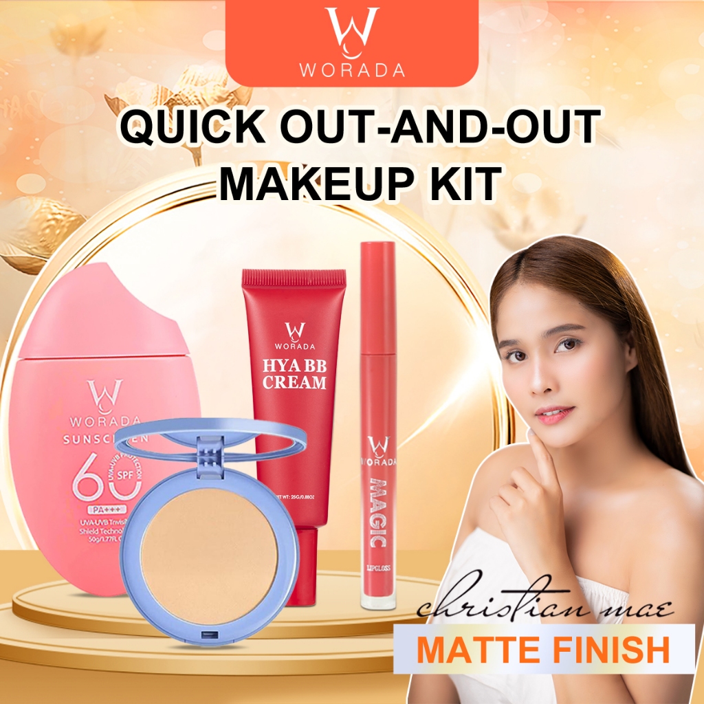 WORADA Face Makeup Set Sunscreen+bb Cream+Face Powder+Lipgloss