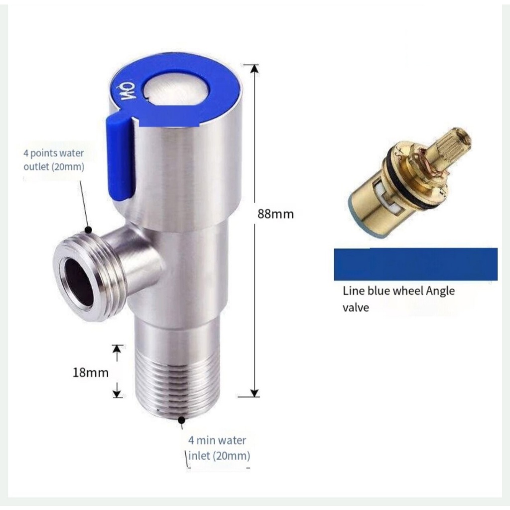 90 degree toilet angle valve faucet 304 stainless steel 1/2X1/2 double