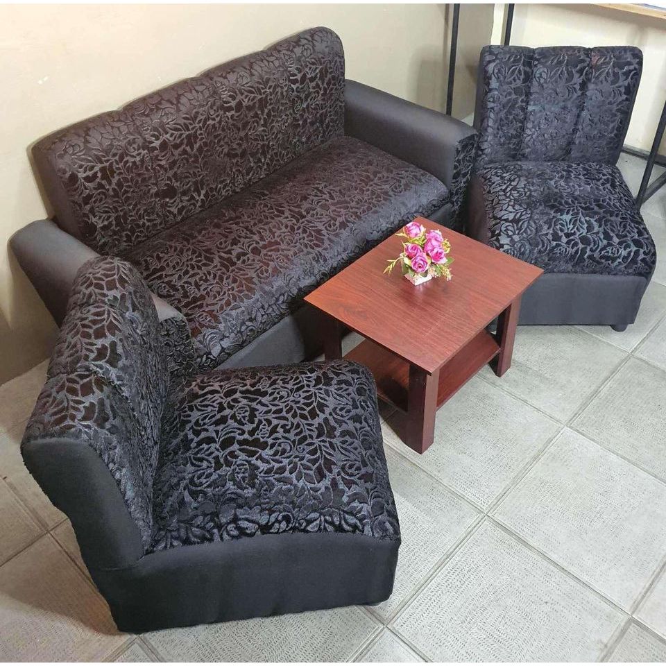 BULCASTER SOFA SET BLACK VELVET WITH TABLE(FREE DELIVERY MANILA