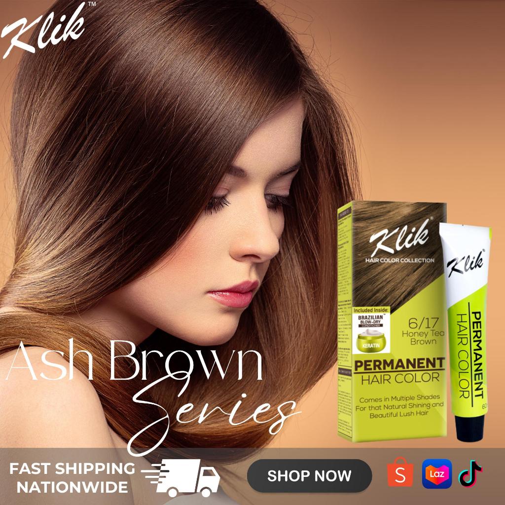 Klik Permanent Hair Color Cream 60ml Ash Brown Series Shopee Philippines