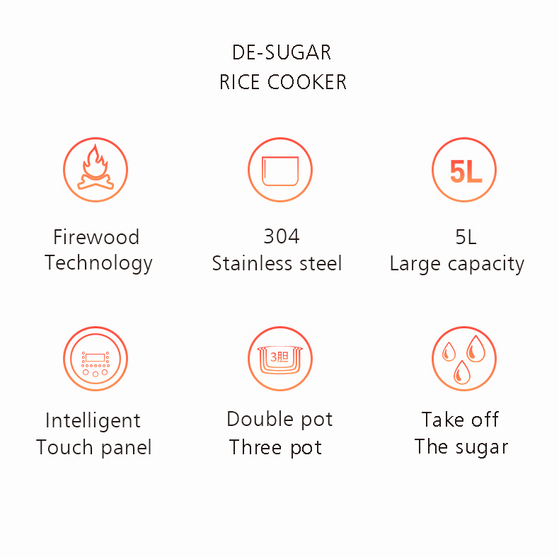 KANAZAWA Original 5L Lowsugar Desugar Rice Cooker Mulitfunctional