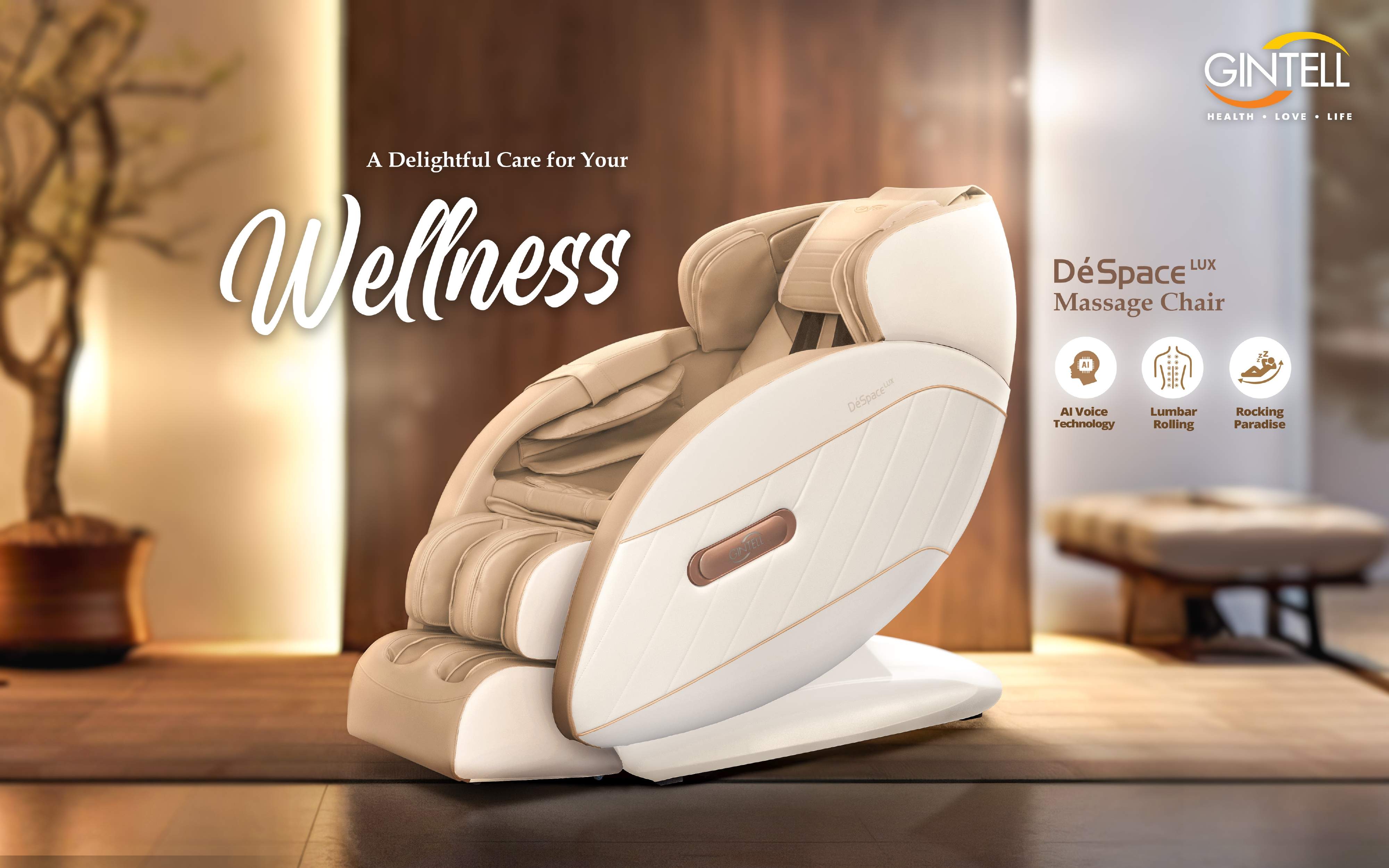 GINTELL DéSpace LUX Massage Chair 130cm (L) x 76 (W) x 120cm (H