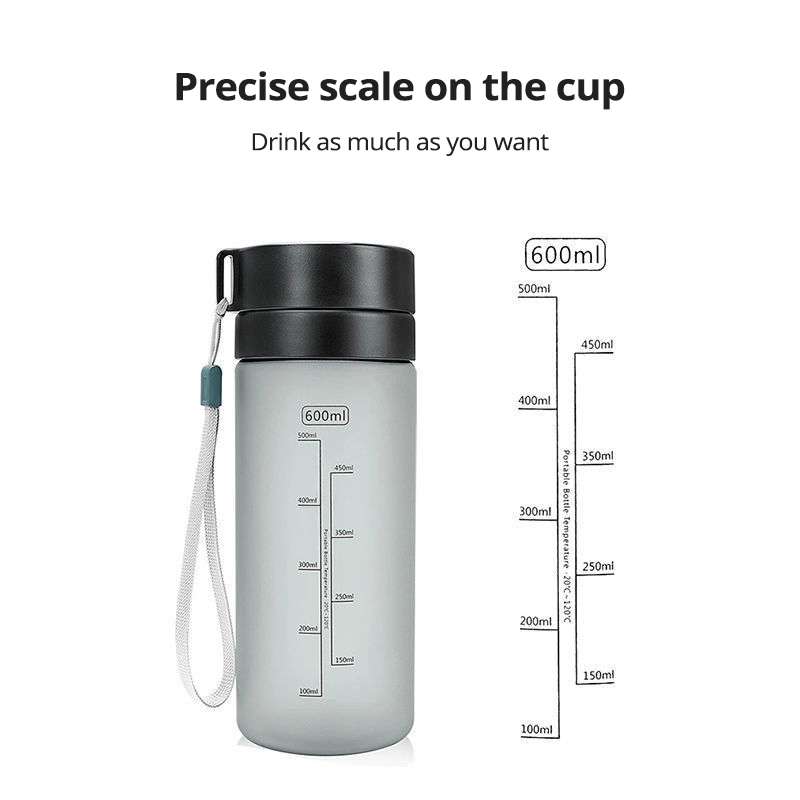 600ML Portable Sports Water Bottle, BPA Free Plastic Travel Water