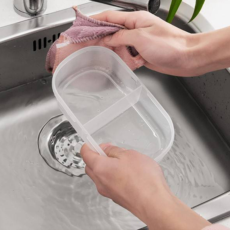 900ML Double Grid Sealed Box Kitchen Storage Plastic Fruit Container