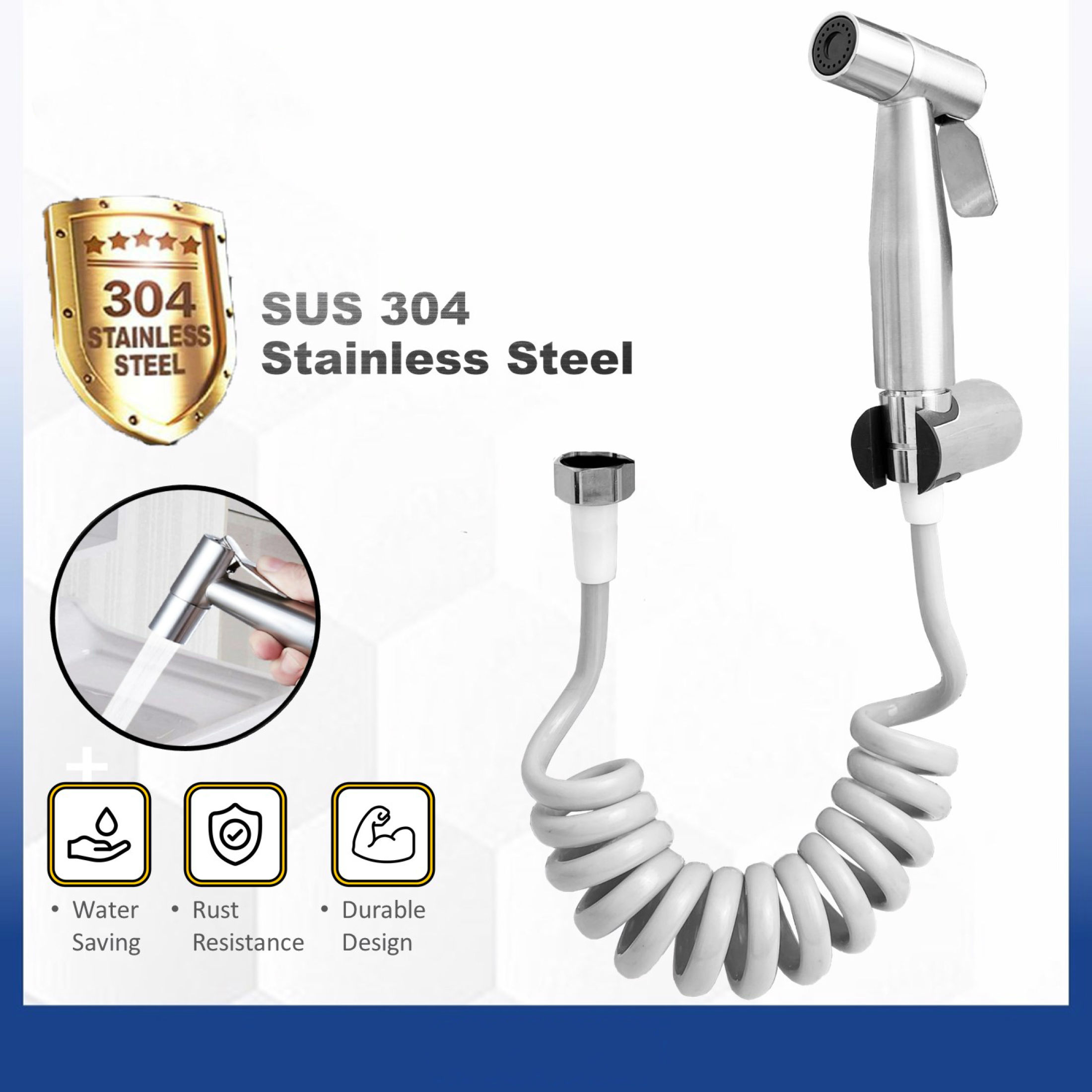 Stainless Steel 304 Bidet Set Heavy Duty Bidet Spray Set For Bathroom