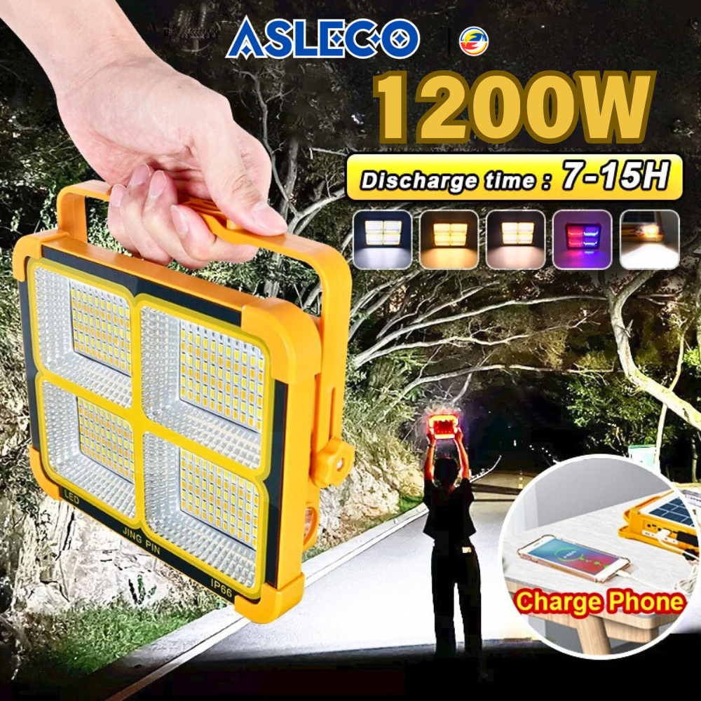 HED Solar Emergency Light 600W Solar Flashlight Rechargeable Outdoor