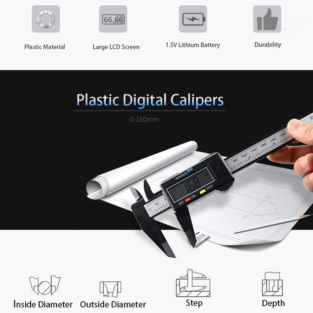 Digital Caliper Measuring Tool 6 Inch Digital Caliper Micrometer with
