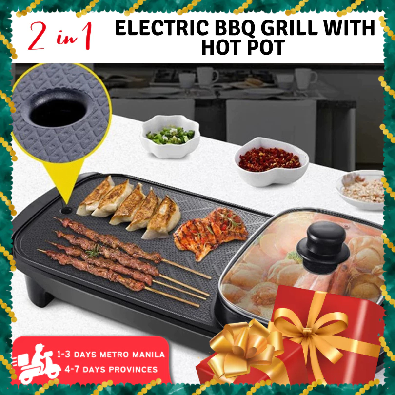 BH 2in1 Electric BBQ Grill with Hot Pot Your Indoor Korean BBQ and