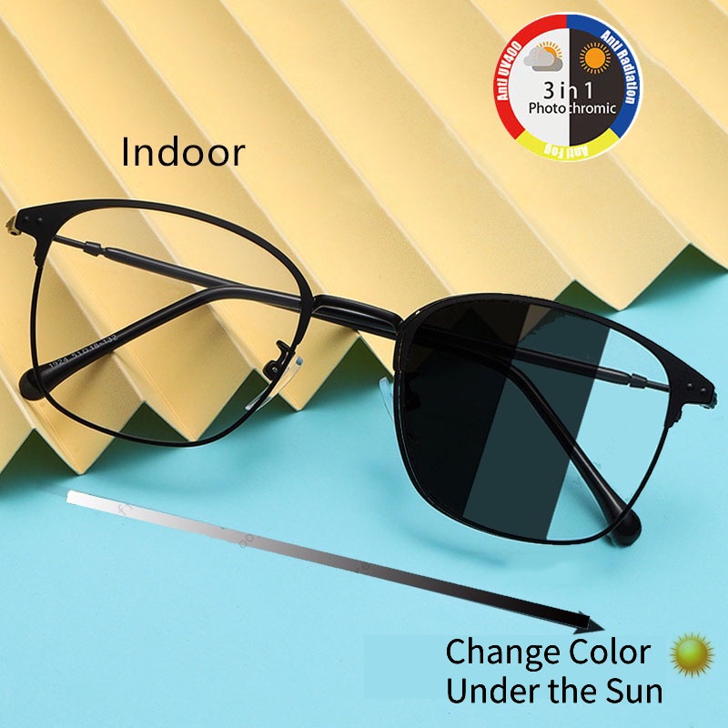 New Photochromic Anti Radiation Glasses Square Frame Man Anti Radiation