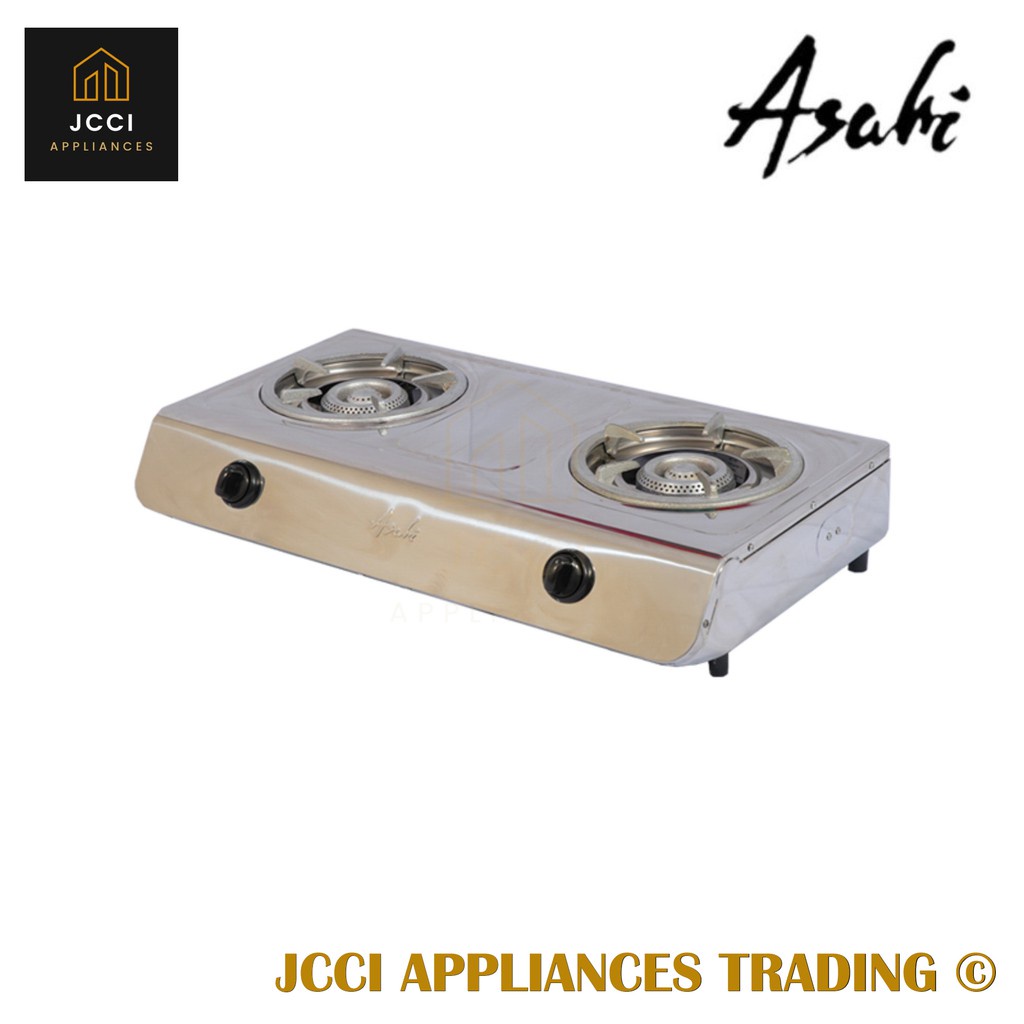 Asahi Gas Stove Double Burner Stainless Steel and Cast Iron Burner