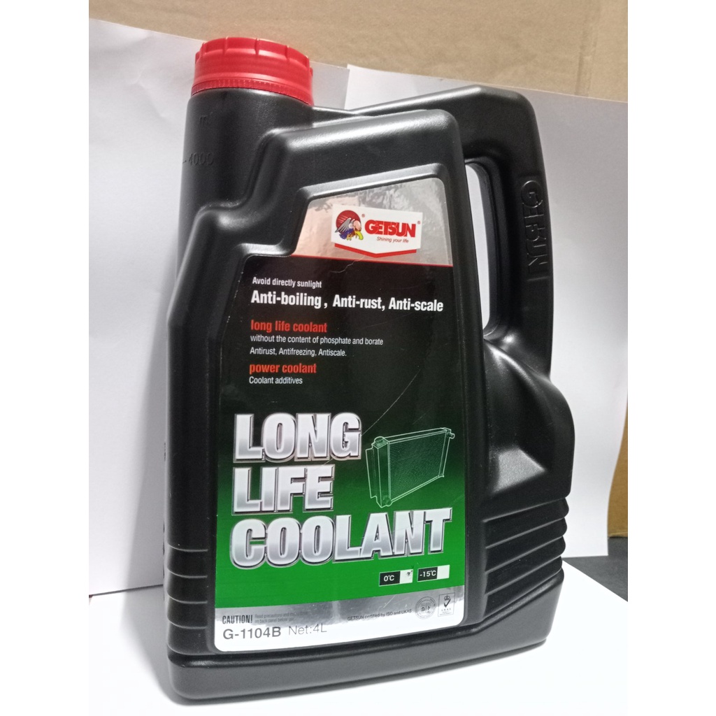Radiator Long life Coolant Getsun brand 4 liters GREEN COLOR Shopee