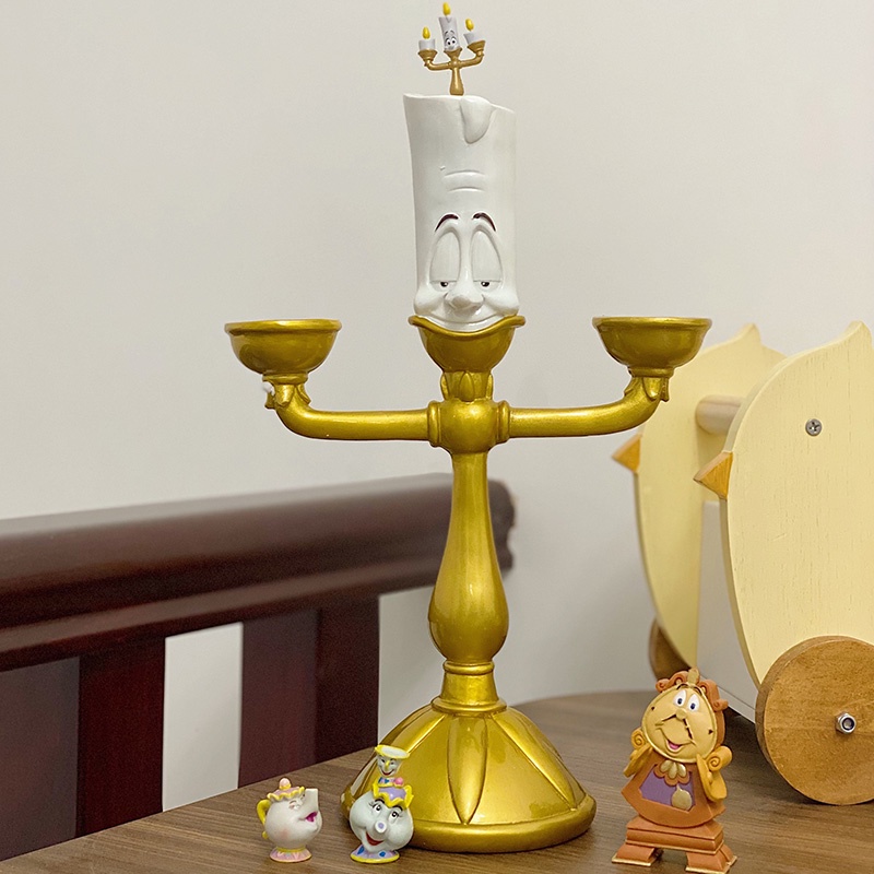 Disney Beauty and the Beast Cogsworth Clock Candlestick Candle Lumiere Action Figure Model Toys