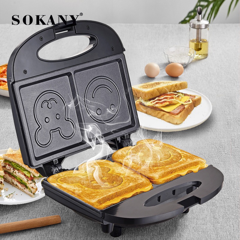 SOKANY 750W Sandwich Maker Toaster Bread Breakfast Machine Shopee