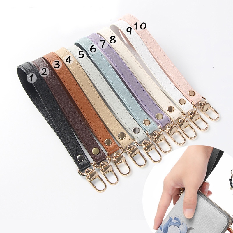 Bag Wrist Strap Portable PU Leather Replaceable Solid Color Bag